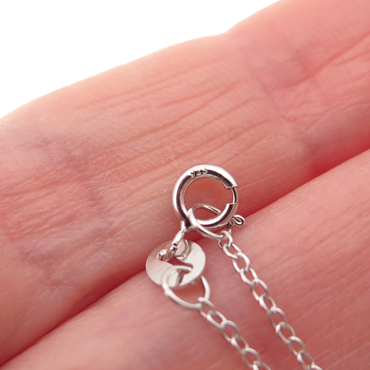 925 Sterling Silver Real Round-Cut Diamond Cable Chain Necklace 18"