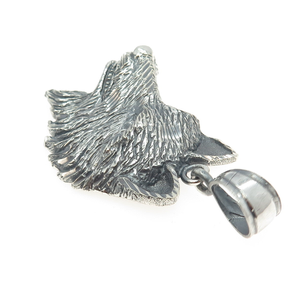 ONE OF A KIND 925 Sterling Silver Vintage Wolf Large Pendant