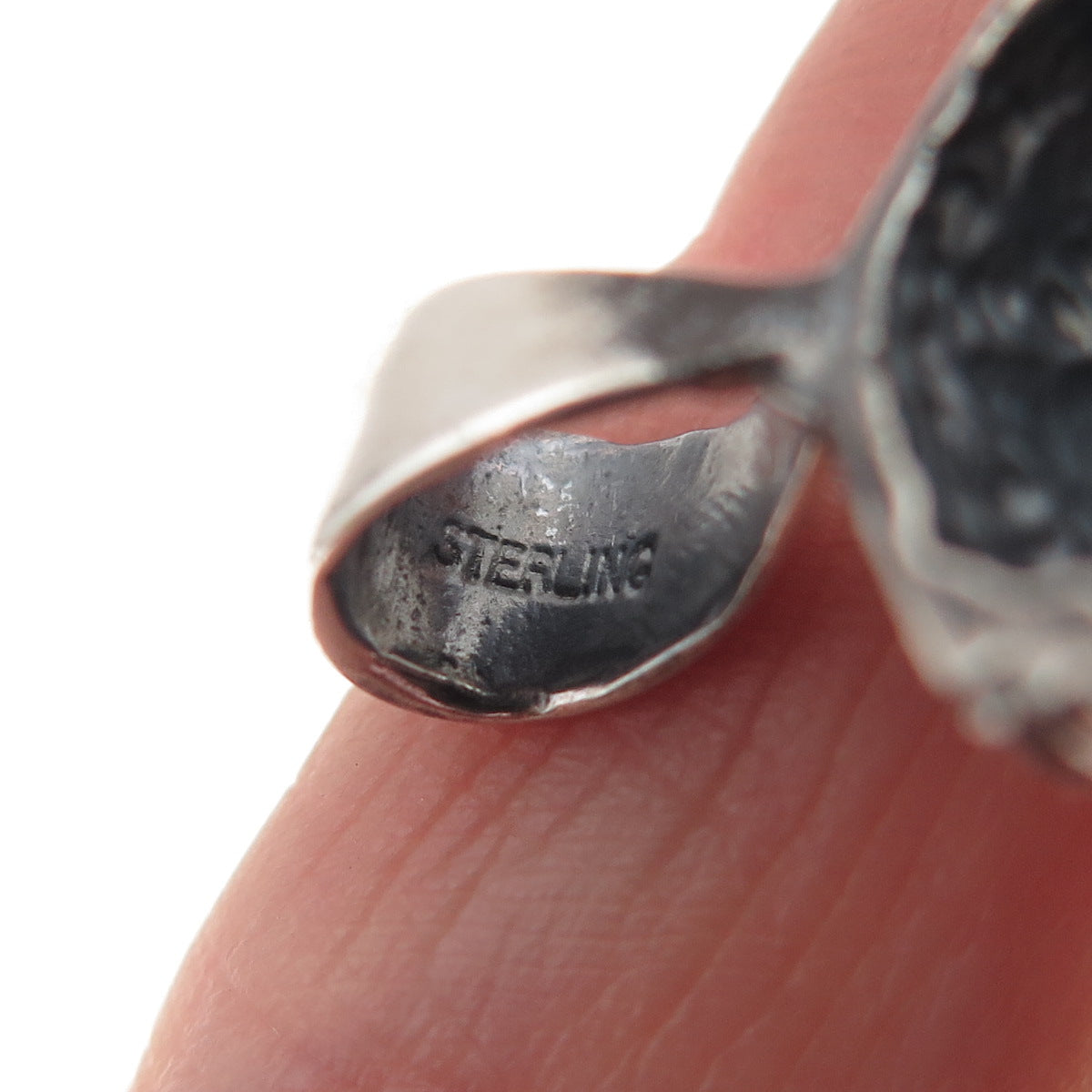 925 Sterling Silver Vintage Real Citrine & Amethyst Oxidized Charm Pendant