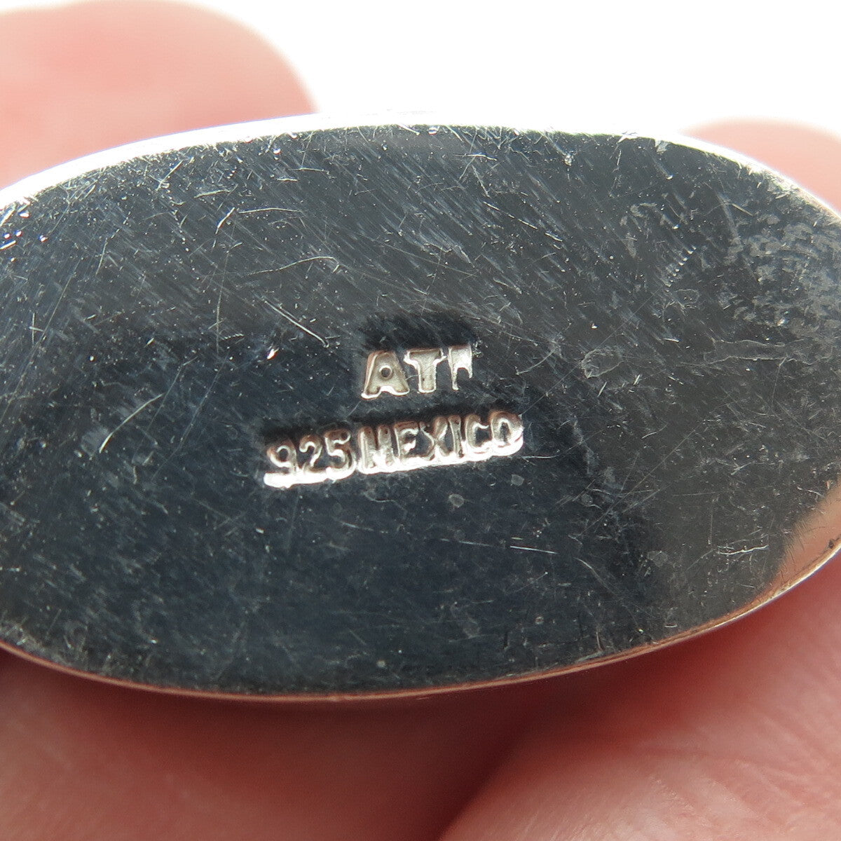 ATI 925 Sterling Silver Vintage Mexico Real Black Onyx Gemstone Pendant