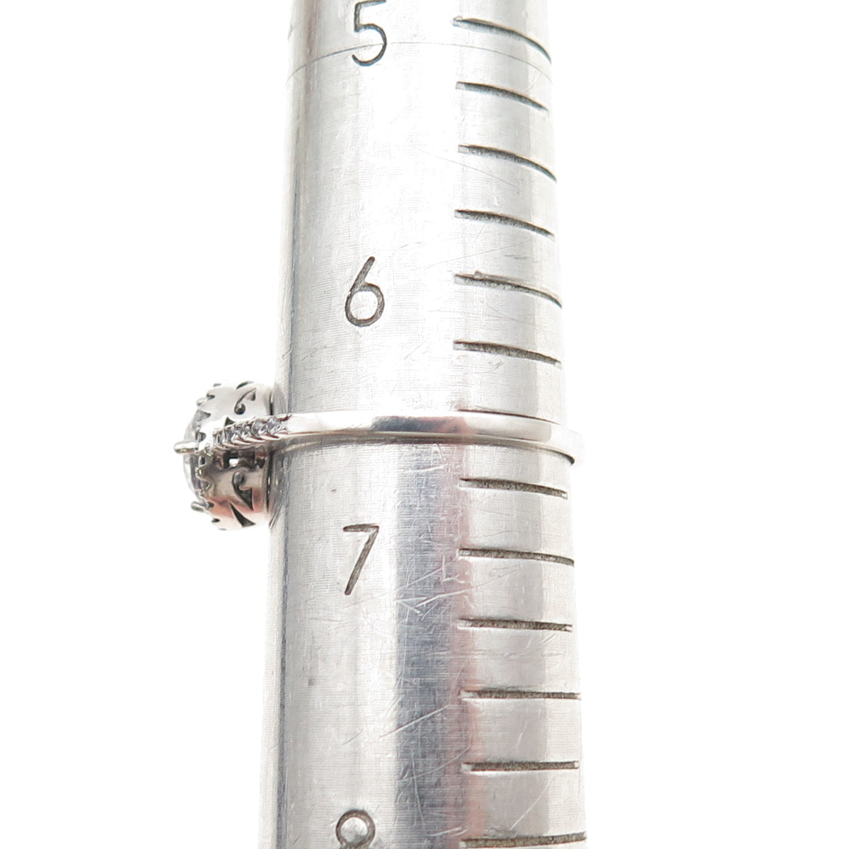 925 Sterling Silver Round-Cut C Z Engagement Ring Size 6.5