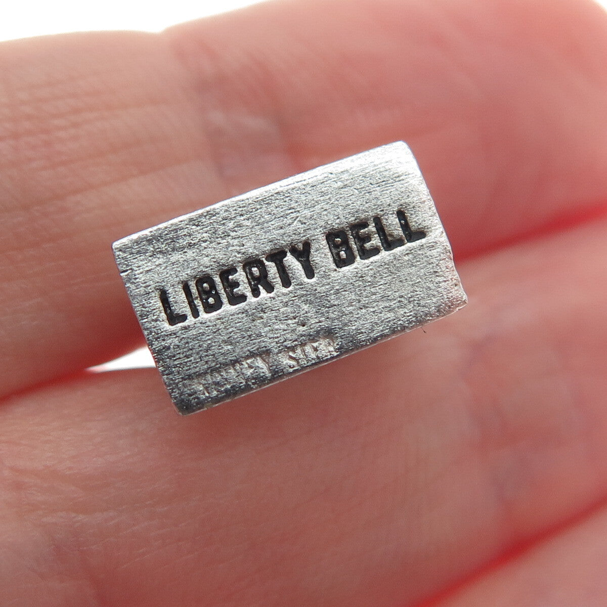 KINNEY Sterling Silver Antique Art Deco Liberty Bell Minimalist Charm Pendant