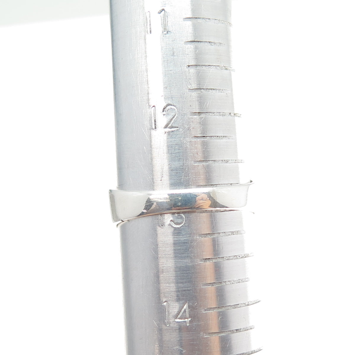 925 Sterling Silver Real Round-Cut Diamond Ribbed Ring Size 13