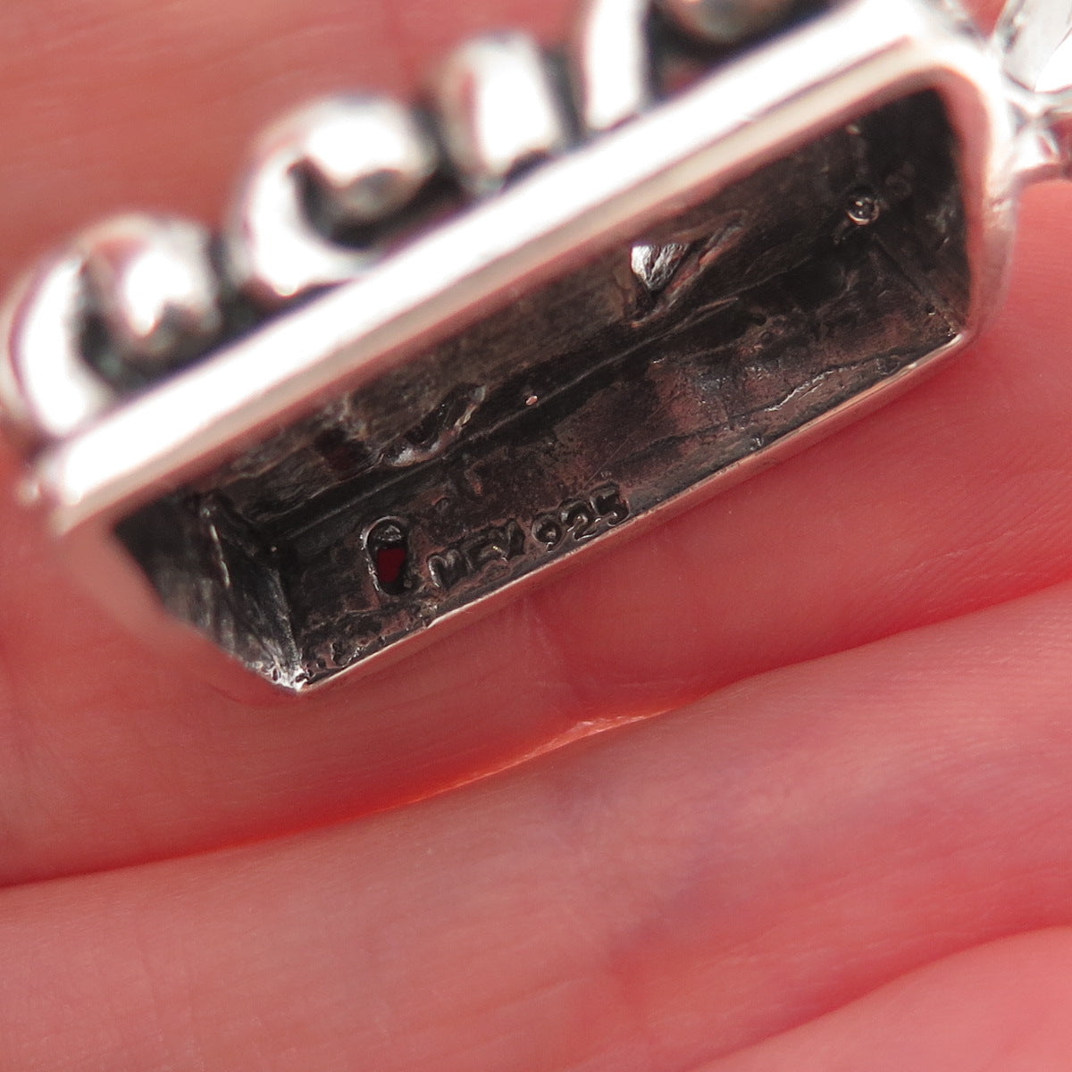925 Sterling Silver Vintage Mexico Floral Oxidized Pendant