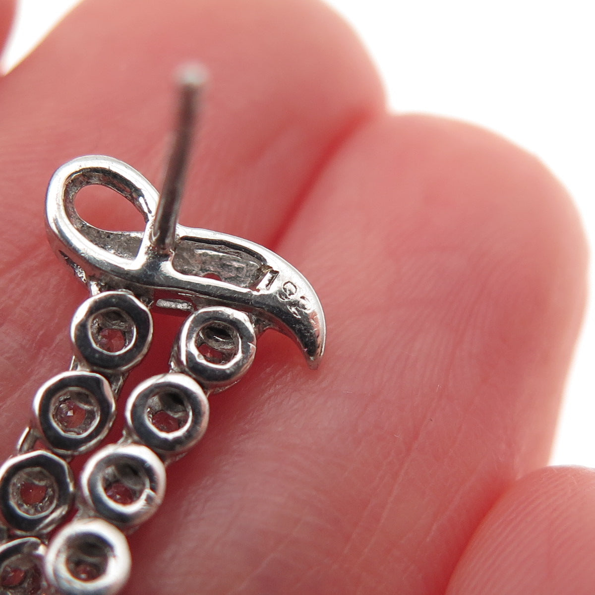 925 Sterling Silver Round-Cut C Z Dangle Earrings