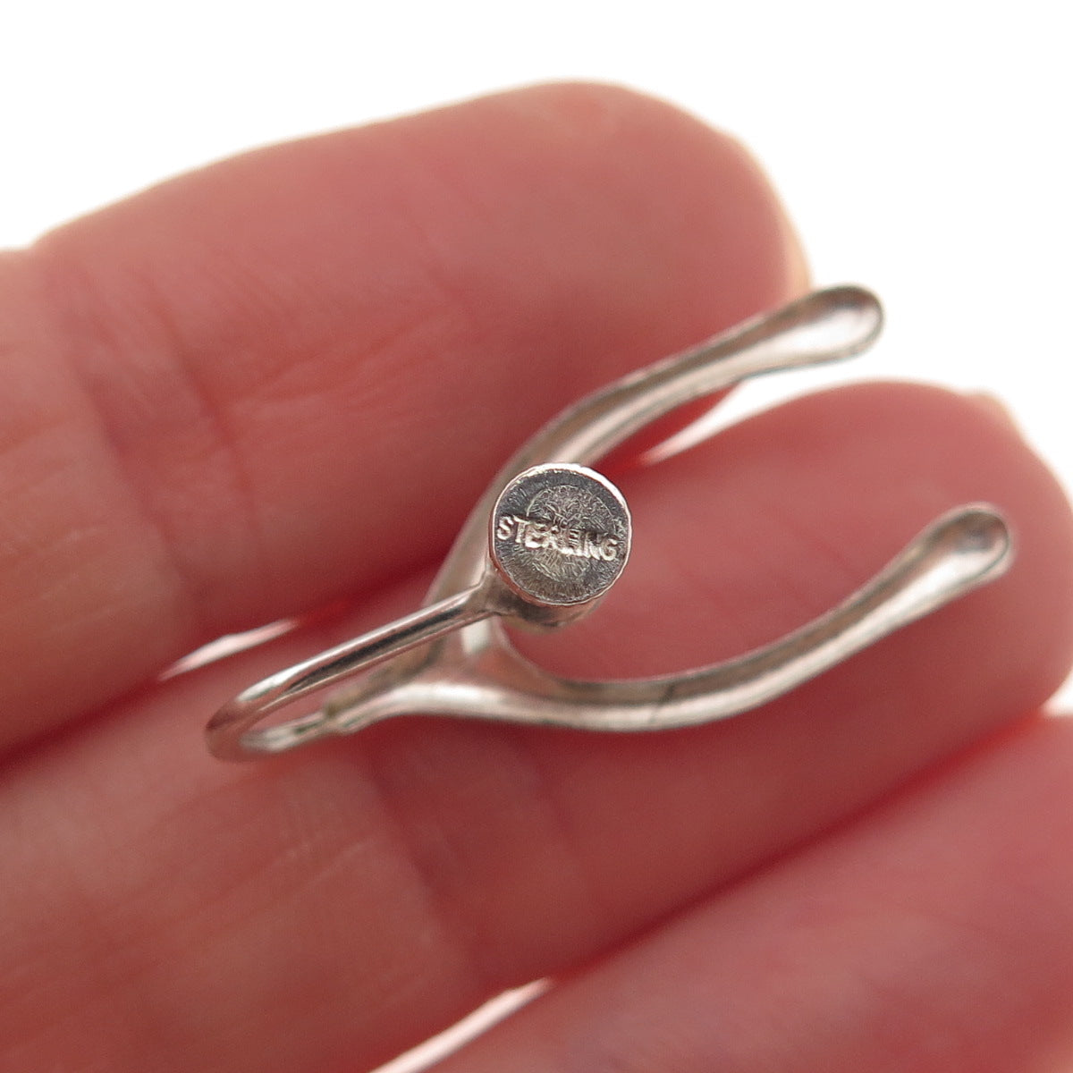 925 Sterling Silver Vintage Wishbone Good Luck Oxidized Screw Back Earrings