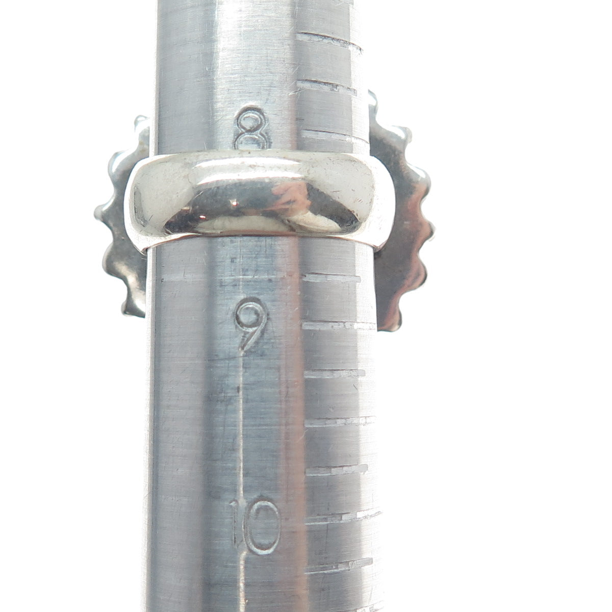 925 Sterling Silver Vintage Real Opalite Roped Beaded Sun Oxidized Ring Size 8.5