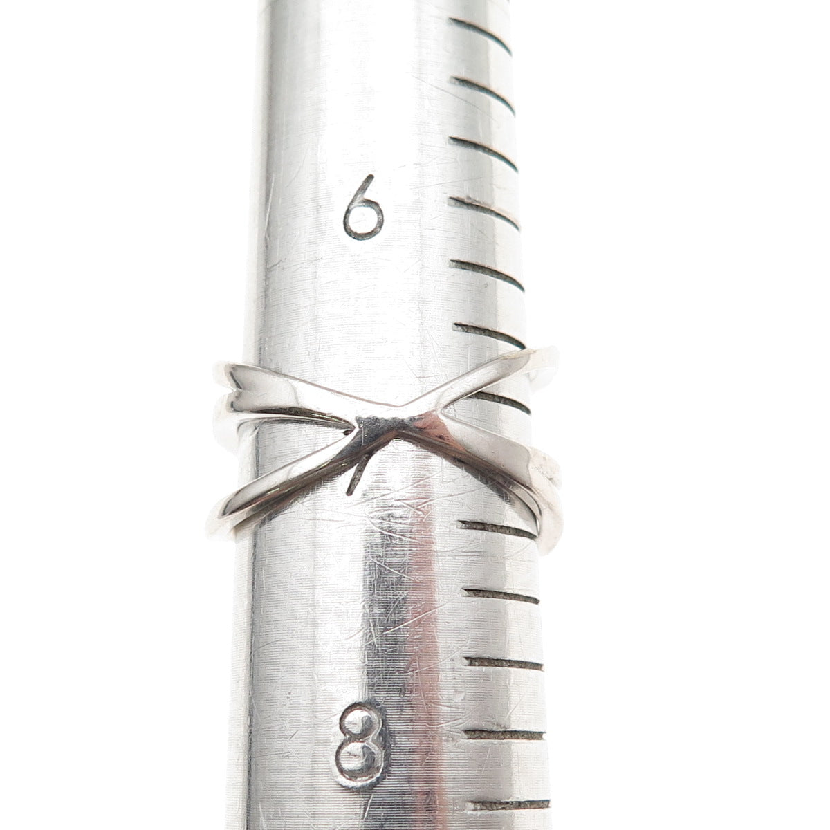 925 Sterling Silver Round-Cut C Z Crisscross Ring Size 7