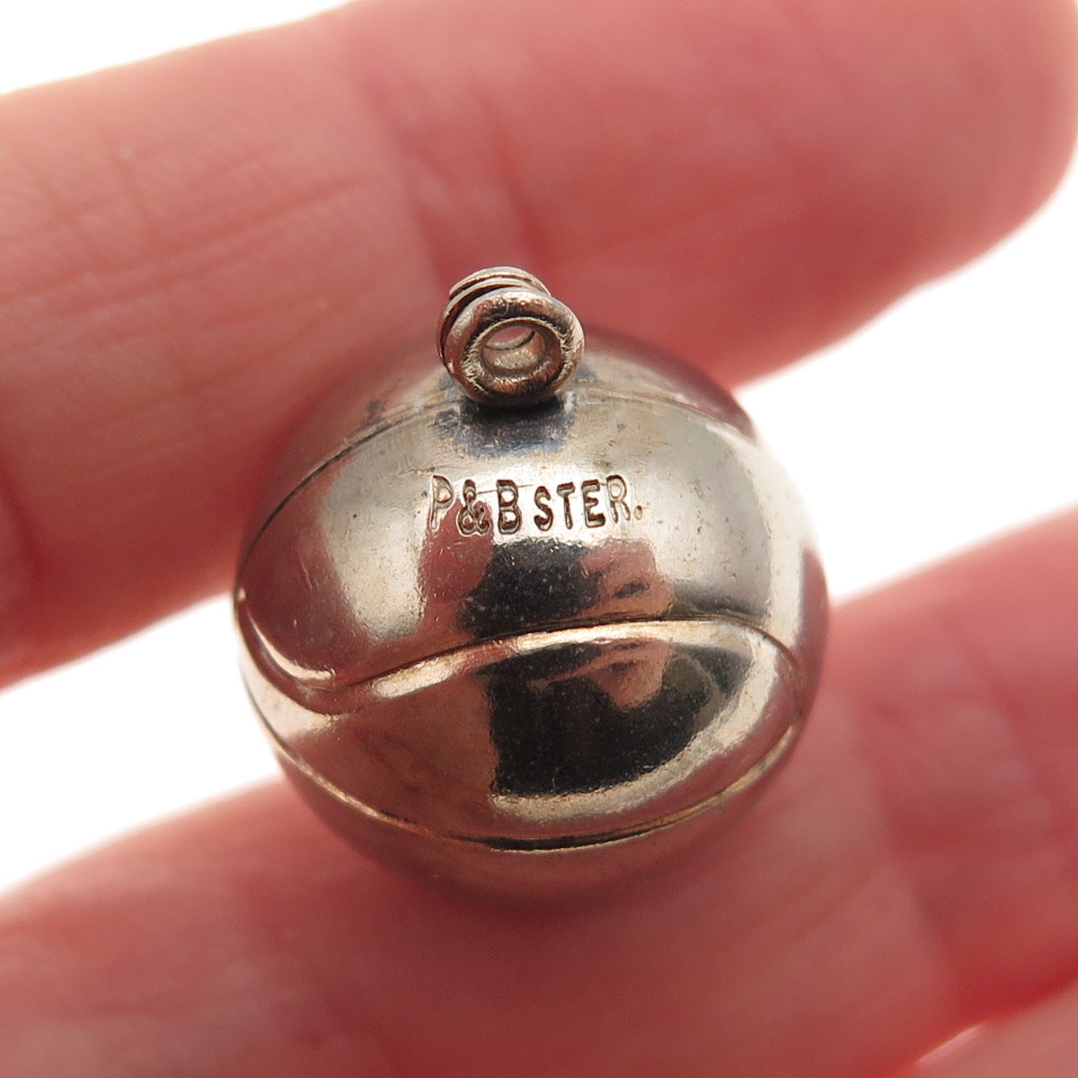 Paye & Baker 925 Sterling Antique Art Deco Baseball Ball 3D Mini Charm Pendant