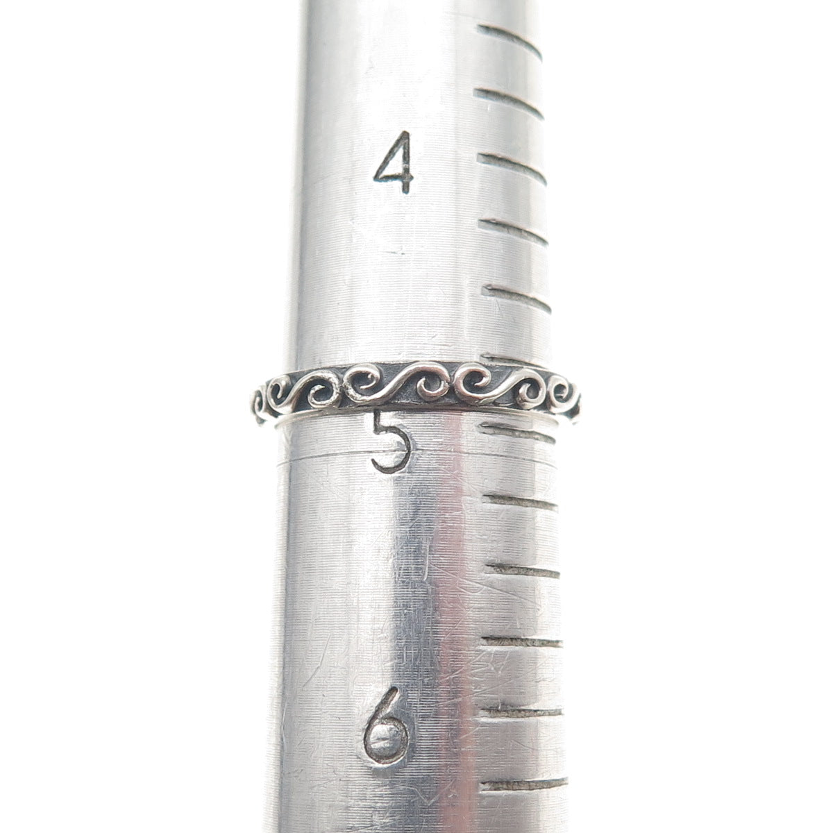 925 Sterling Silver Vintage Swirl Stackable Oxidized Band Ring Size 5