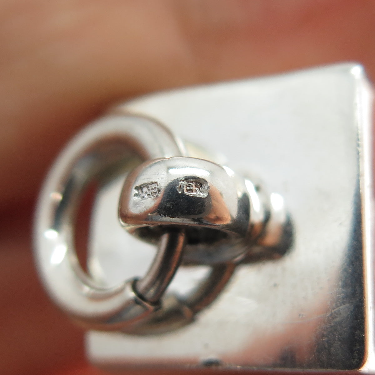 925 Sterling Silver Vintage Cube Spring Ring Mini 3D Charm Pendant