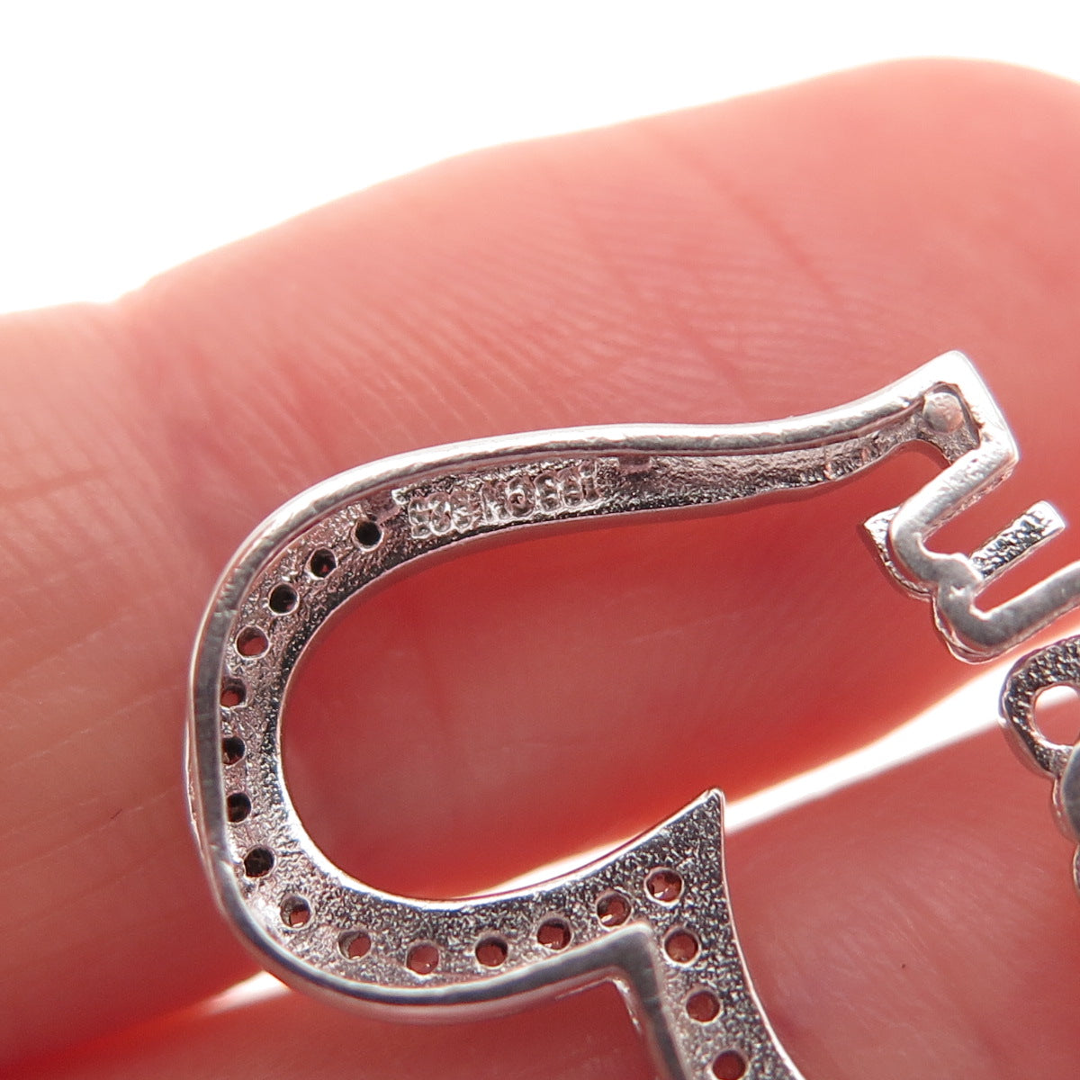 925 Sterling Silver Round-Cut C Z Mom Heart Mini Slide Charm Pendant