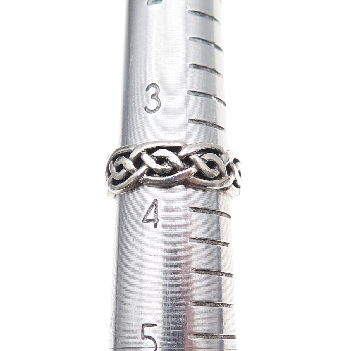 Peter Stone 925 Sterling Silver Vintage Celtic Knot Oxidized Band Ring Size 3.75