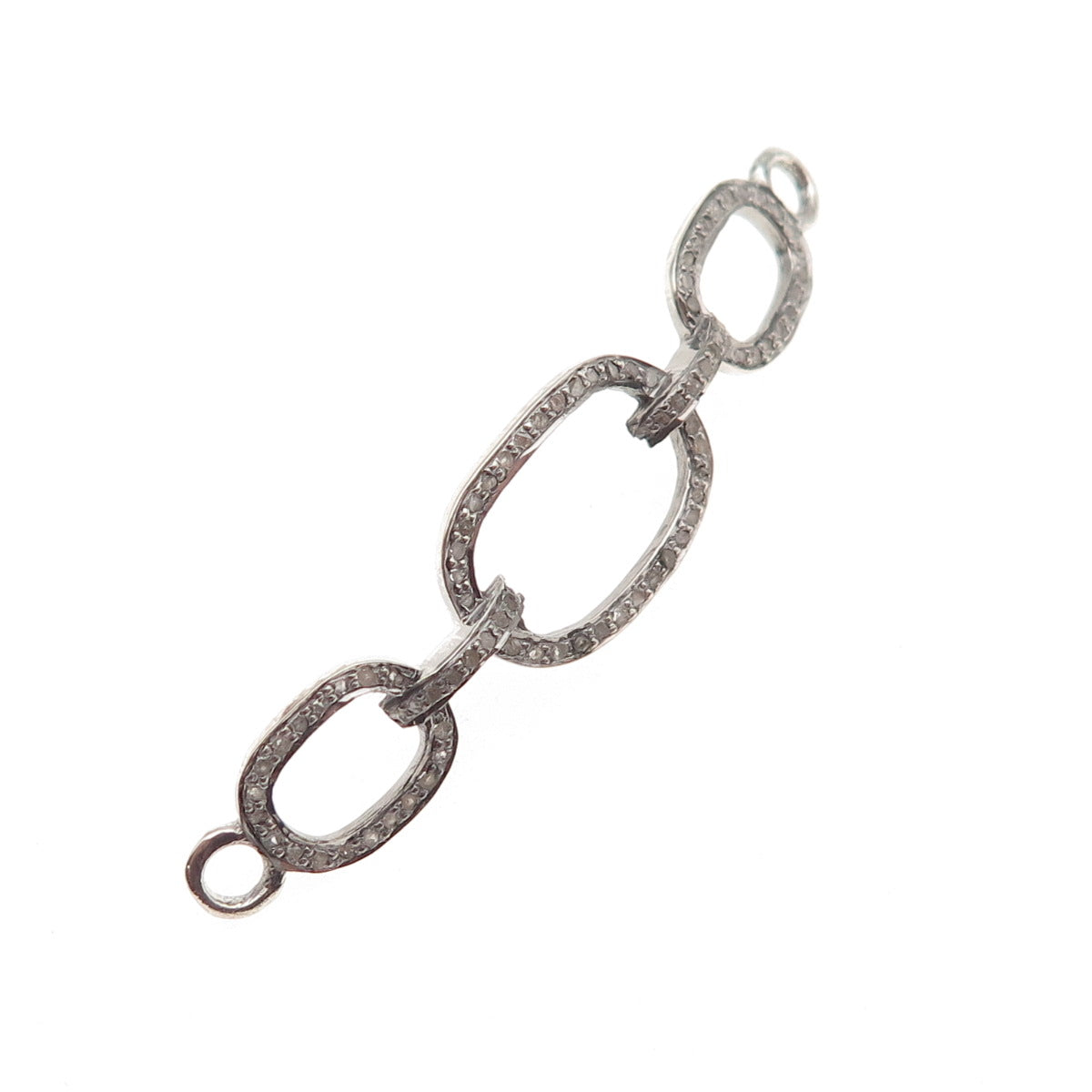 925 Sterling Silver Real Round-Cut Diamond ID Bracelet Centerpiece Part