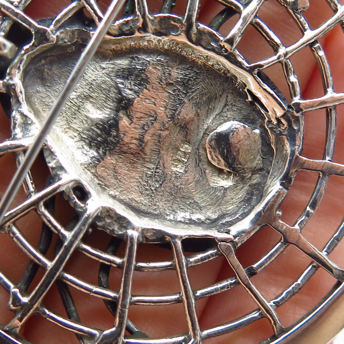 925 Sterling Silver Vintage Spider Face Pin Brooch