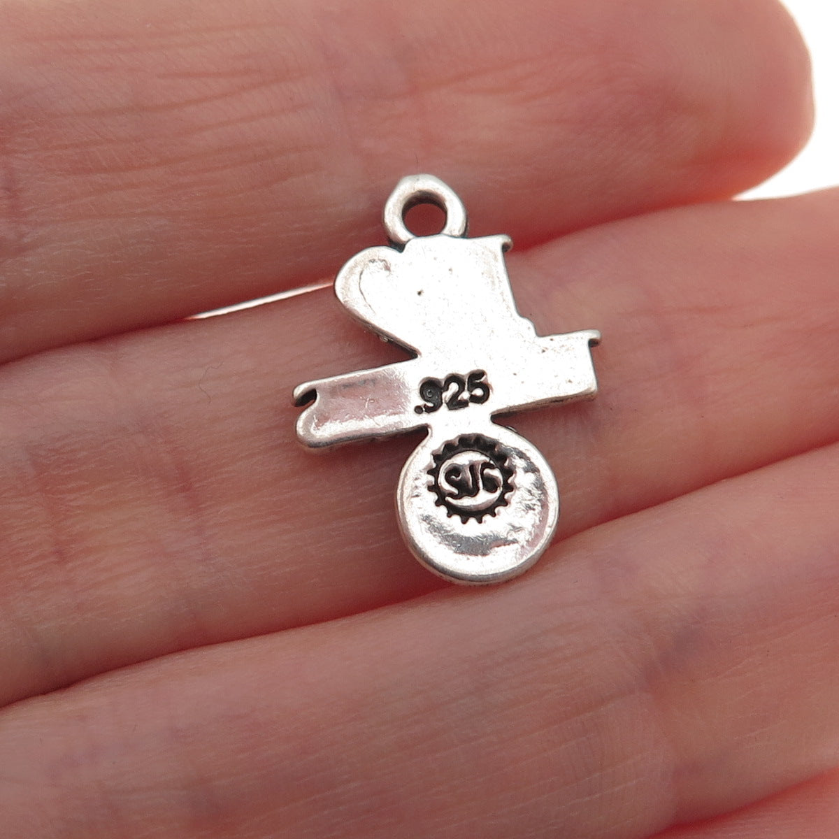 Sundancer 925 Sterling Silver Vintage I Love Tennis Oxidized Mini Charm Pendant