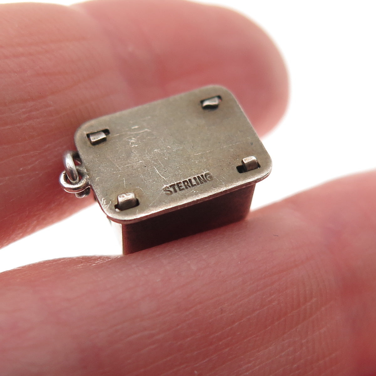 925 Sterling Silver Antique Art Deco Toaster Movable 3D Mini Charm Pendant