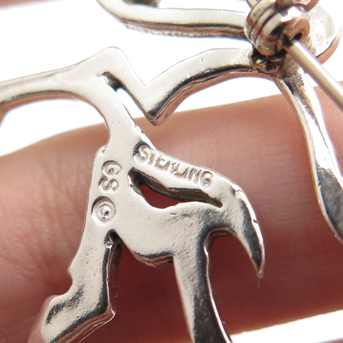 GLENN & IRENE SANDOVAL NAVAJO Old Pawn 925 Sterling Silver Vintage Horse Brooch