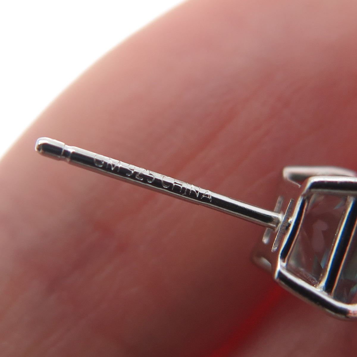 925 Sterling Silver Princess-Cut Blue C Z Stud Earrings