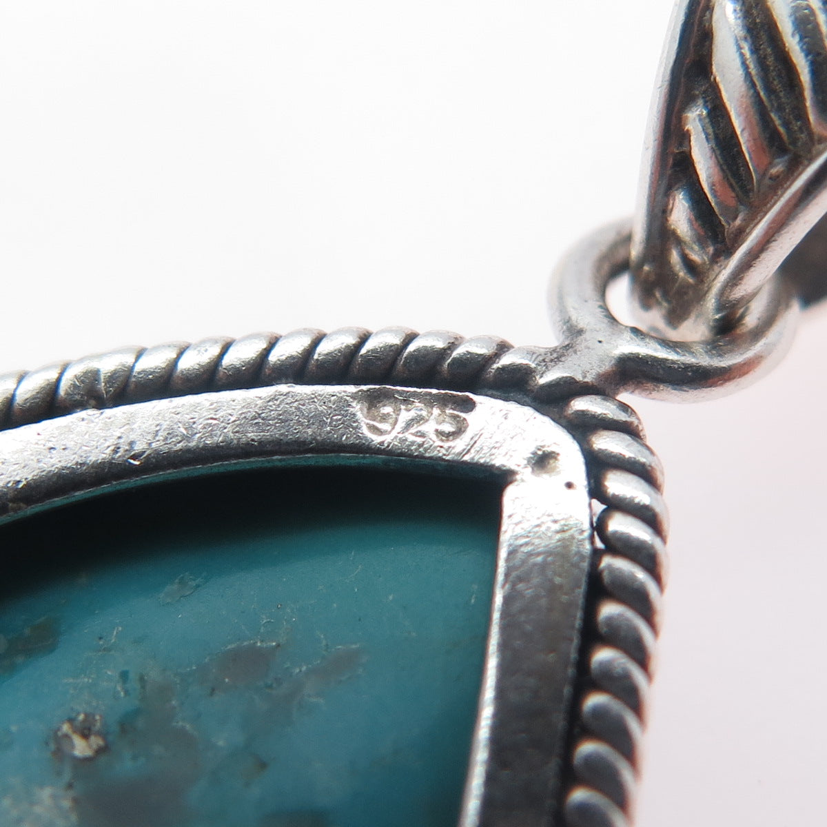 925 Sterling Silver Vintage Real Tyrone Turquoise Charm Pendant