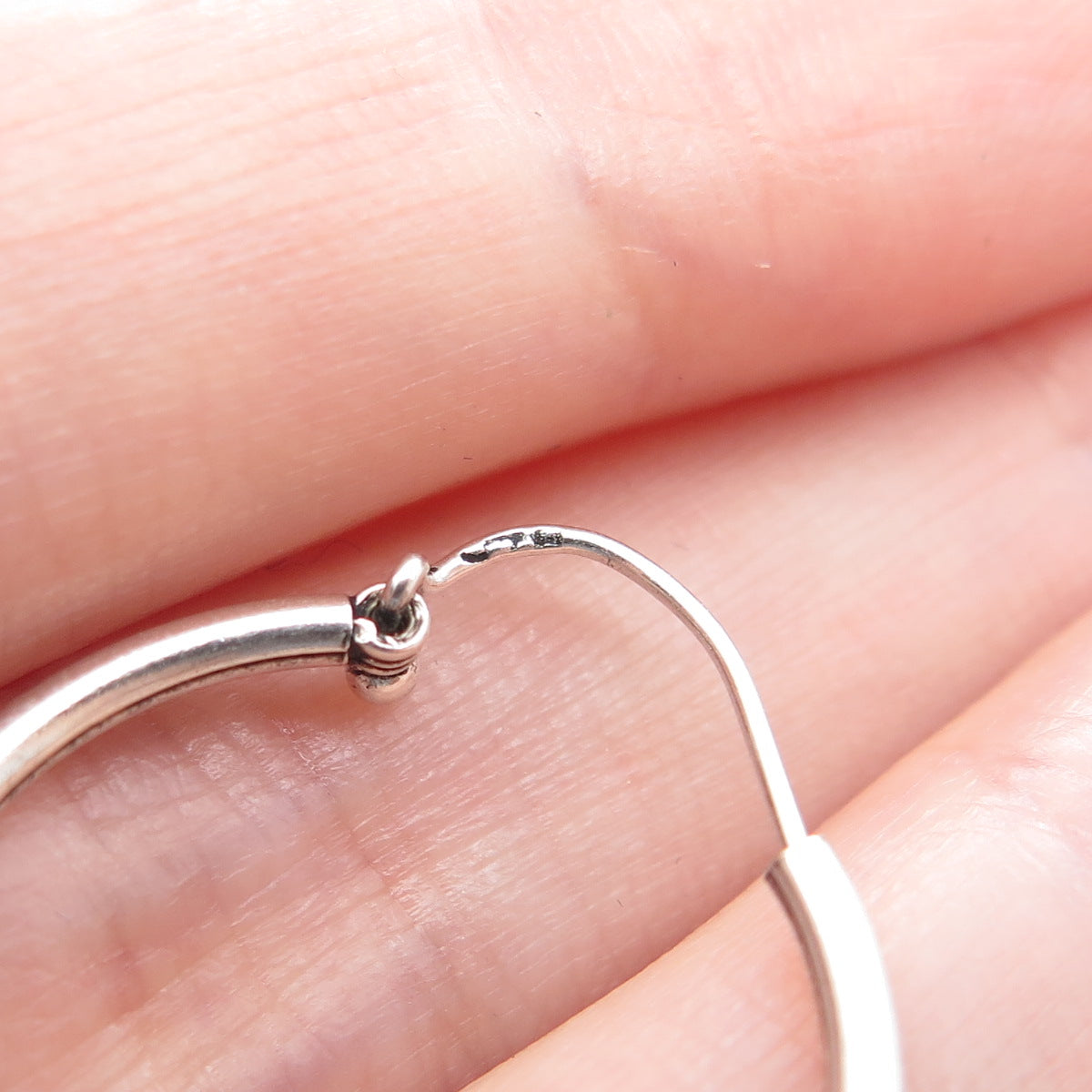 925 Sterling Silver Vintage Modernist Swirl Oxidized Hoop Earrings