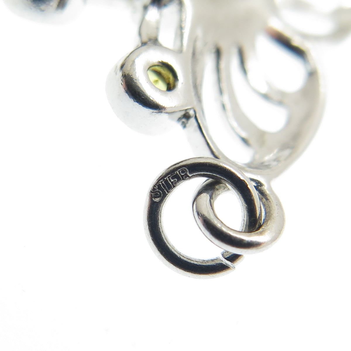 925 Sterling Silver 2-Tone Real Amethyst & Citrine Gemstone Butterfly Pendant