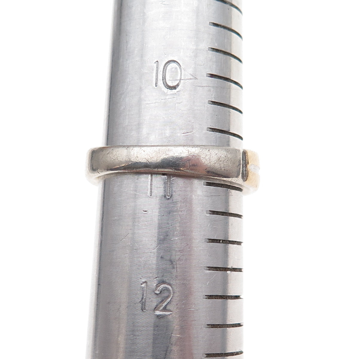 925 Sterling Silver 10K Gold Real Round-Cut Diamond Band Ring Size 11
