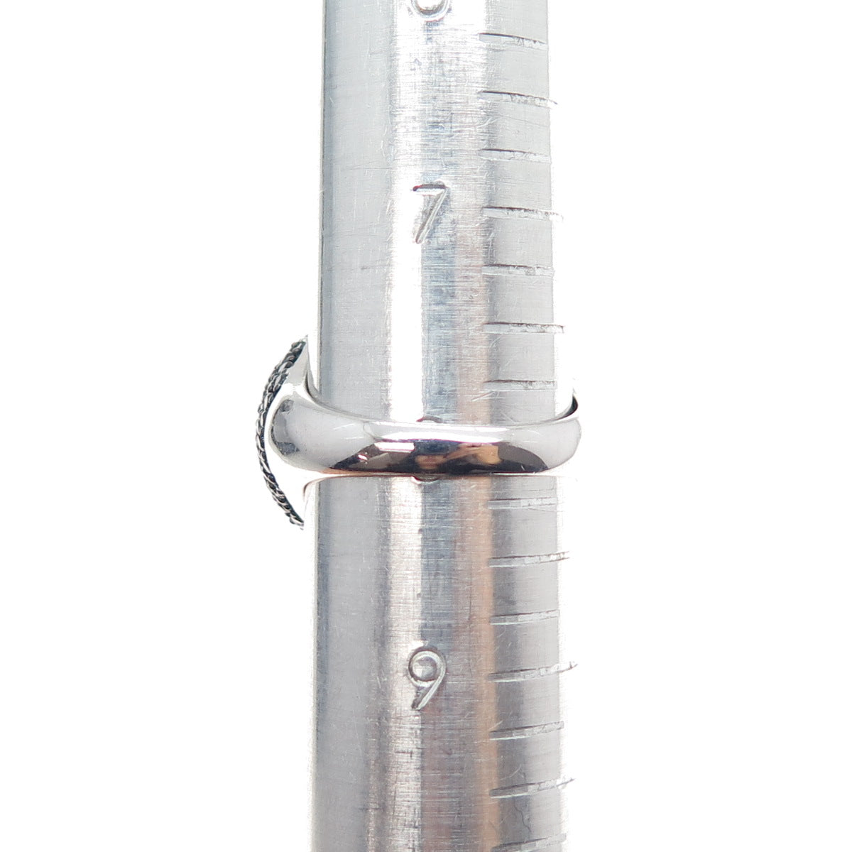 925 Sterling Silver Real Round-Cut Black Spinel Modernist Ring Size 8