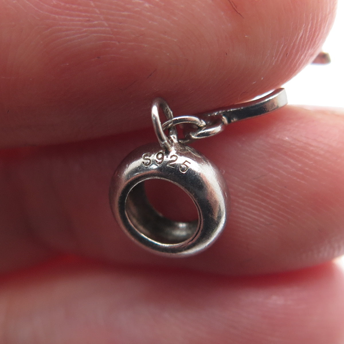 925 Sterling Silver Round-Cut C Z Letter J Initial Dangle Charm Pendant