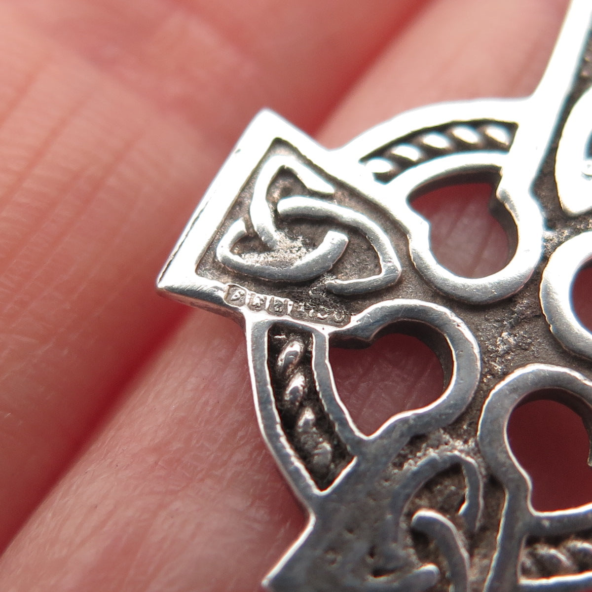 Thomas O'Connor 925 Sterling Vintage Dublin Celtic Cross Oxidized Charm Pendant