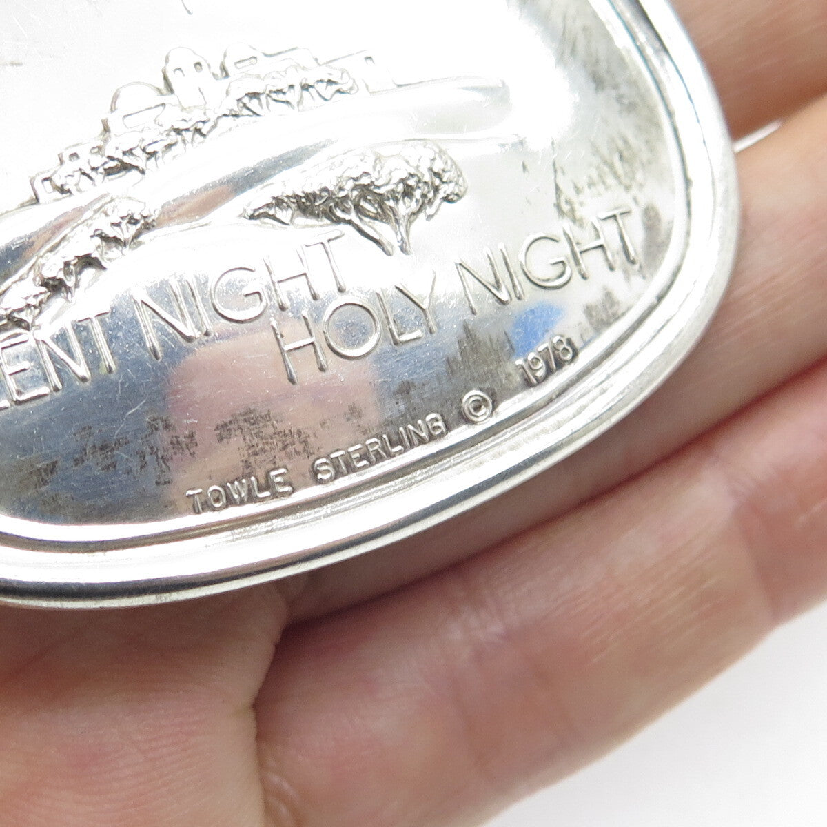 TOWLE Sterling Silver Vintage 1978 Silent Night Holy Night Christmas Ornament