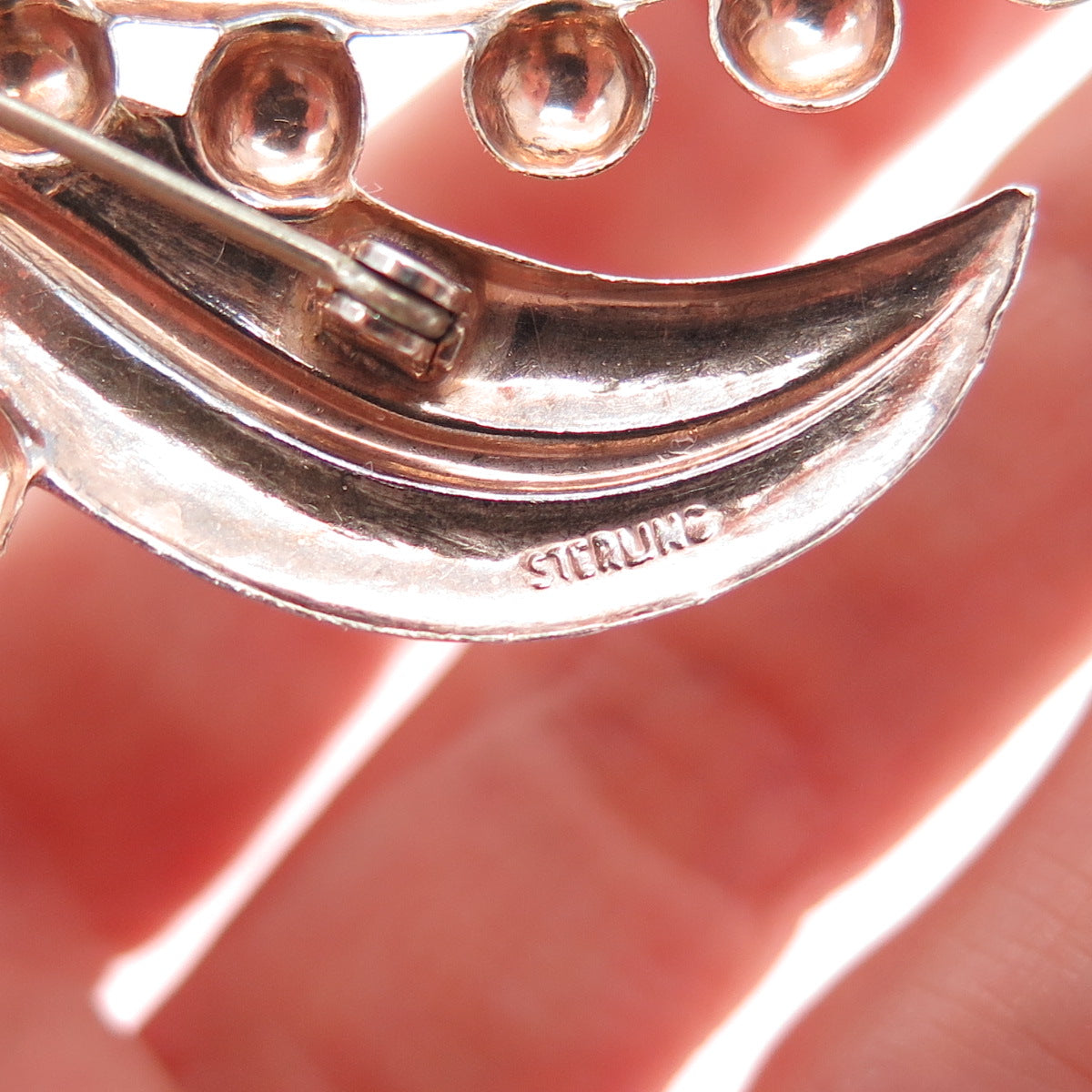 925 Sterling Silver Rose Gold Plated Vintage Flower Bouquet Pin Brooch