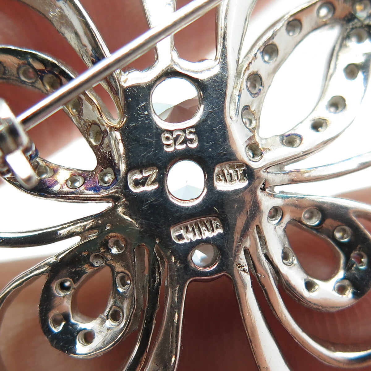 925 Sterling Silver Round-Cut Blue & White C Z Butterfly Pin Brooch