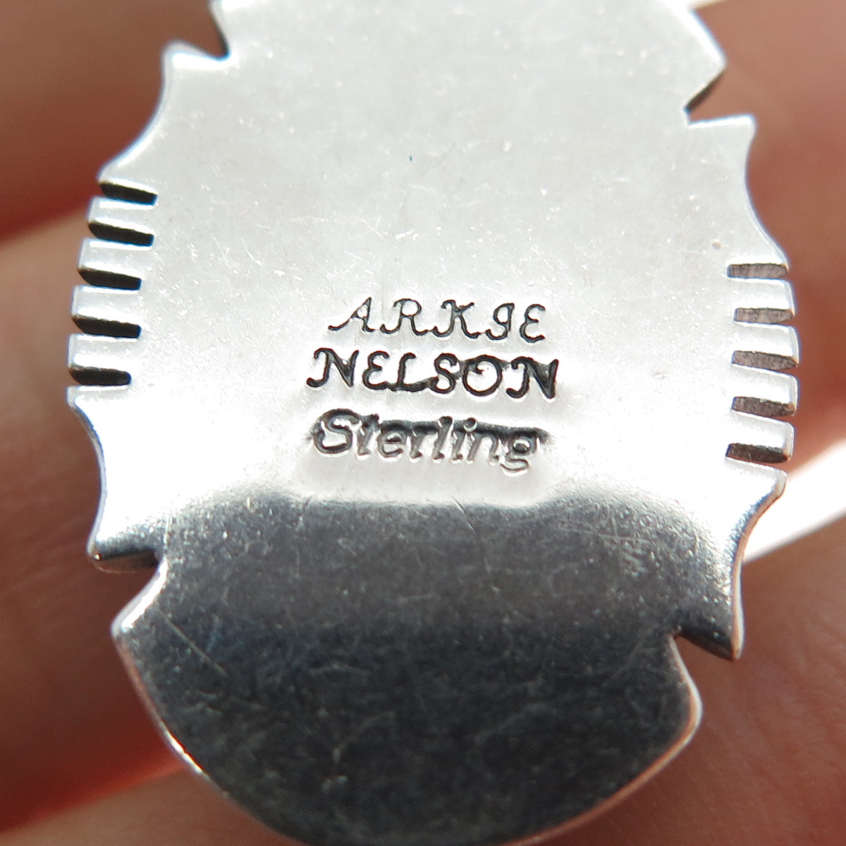 Arkie Nelson Navajo Old Pawn Sterling Silver Vintage Turquoise Tribal Pendant