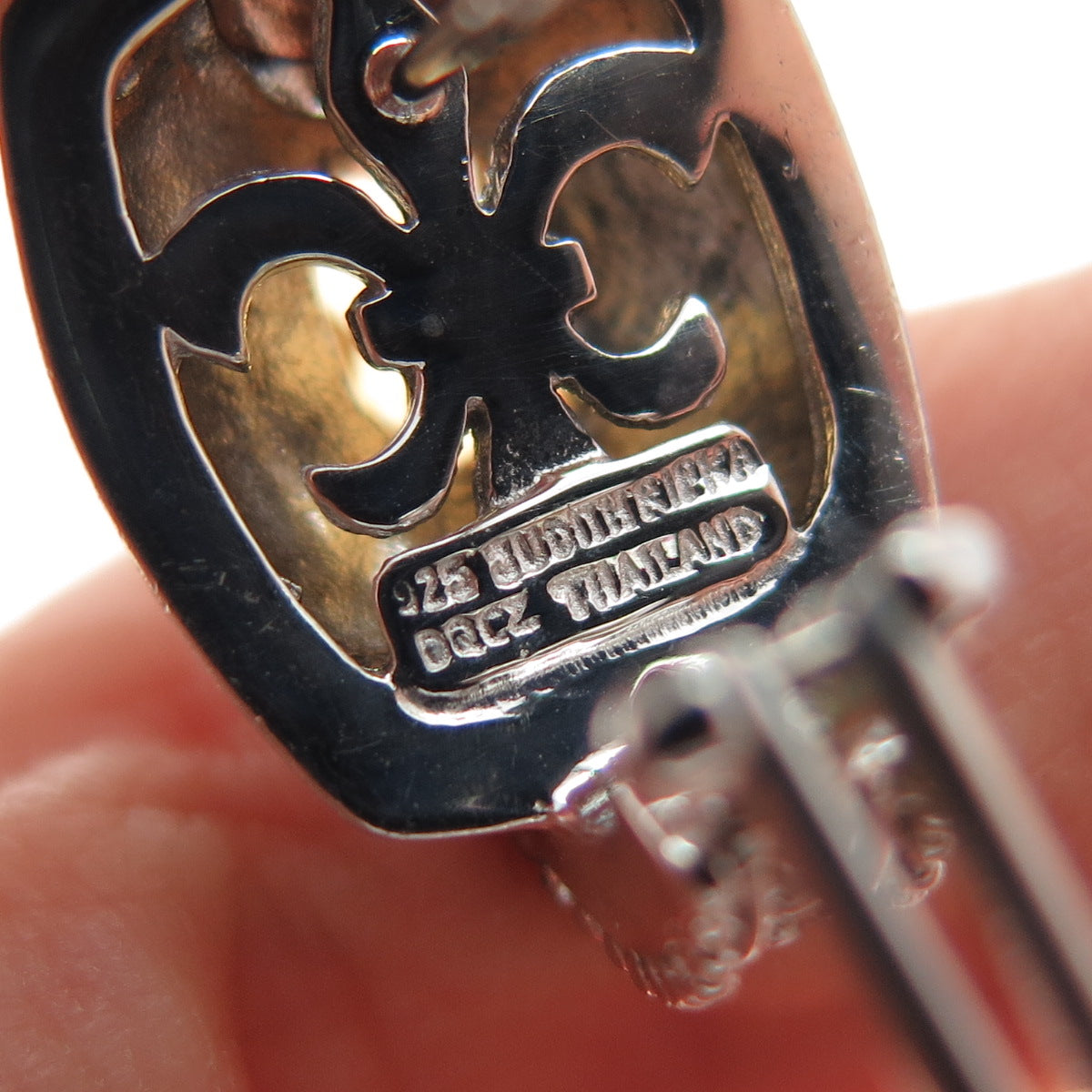 JUDITH RIPKA 925 Sterling Silver Real Citrine & C Z Omega Back Earrings