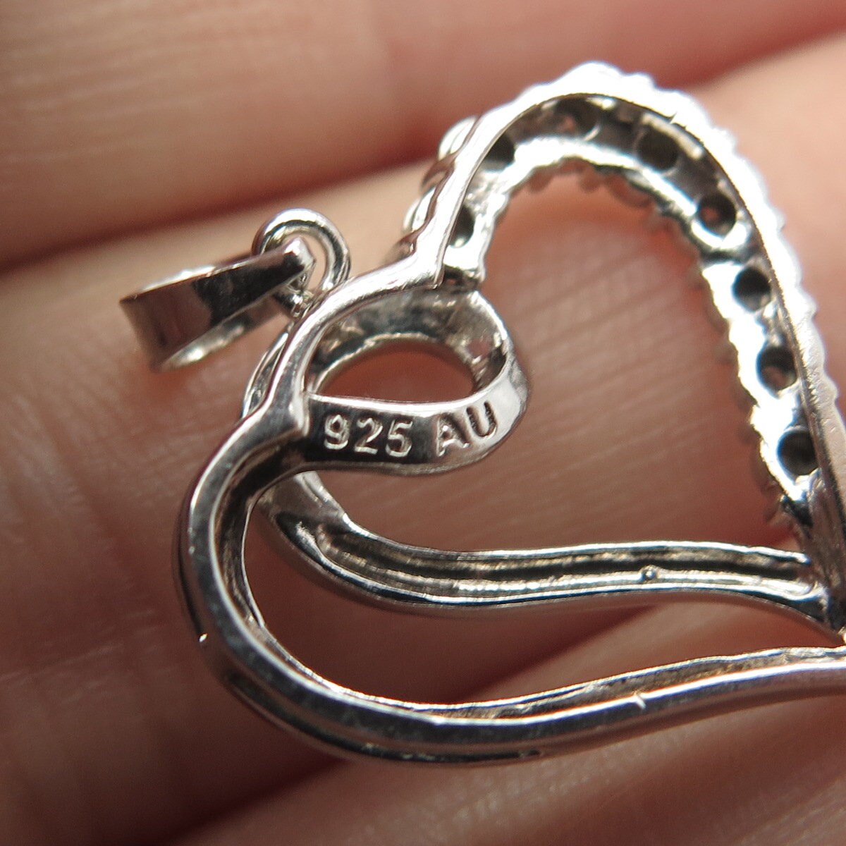 925 Sterling Silver Real Diamond Accent Heart Pendant