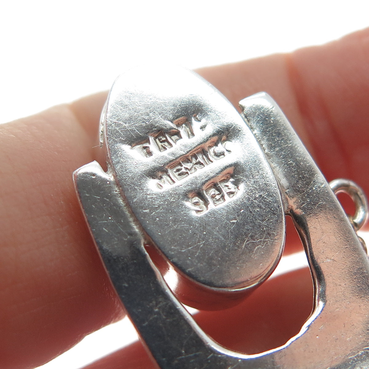 925 Sterling Silver Vintage Mexico Modernist Link Bracelet 7"