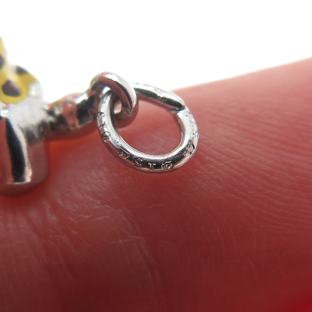 WELLS 925 Sterling Silver Vintage Enamel Tarzan & Jane Minimalist Charm Pendant