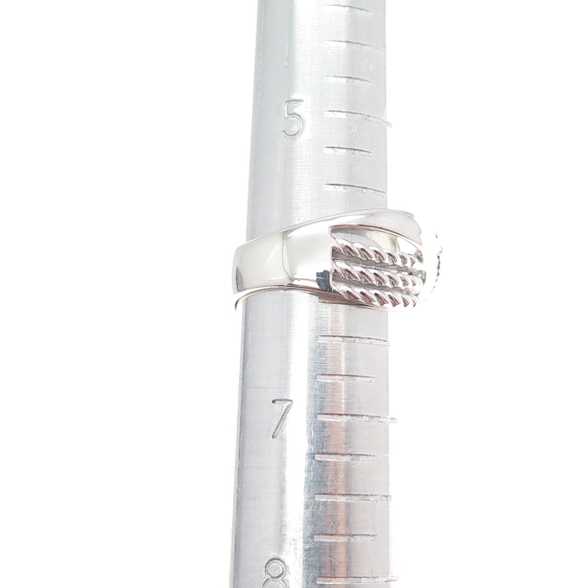 925 Sterling Silver Real Round-Cut Black Diamond Crisscross Ring Size 6.25