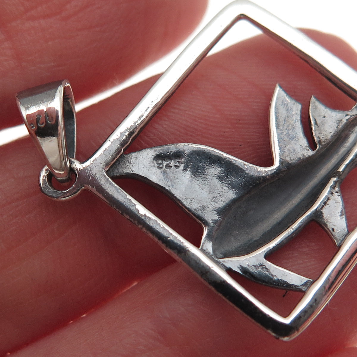 925 Sterling Silver Vintage Fish Oxidized Charm Pendant