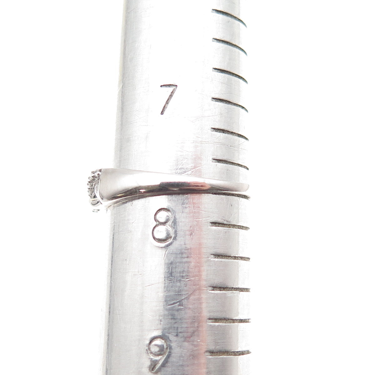 925 Sterling Silver Real Round-Cut Diamond Woven Ring Size 7.75