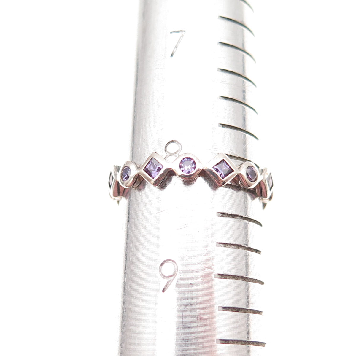 Silpada 925 Sterling Silver Vintage Real Amethyst All Around Band Ring Size 8.25