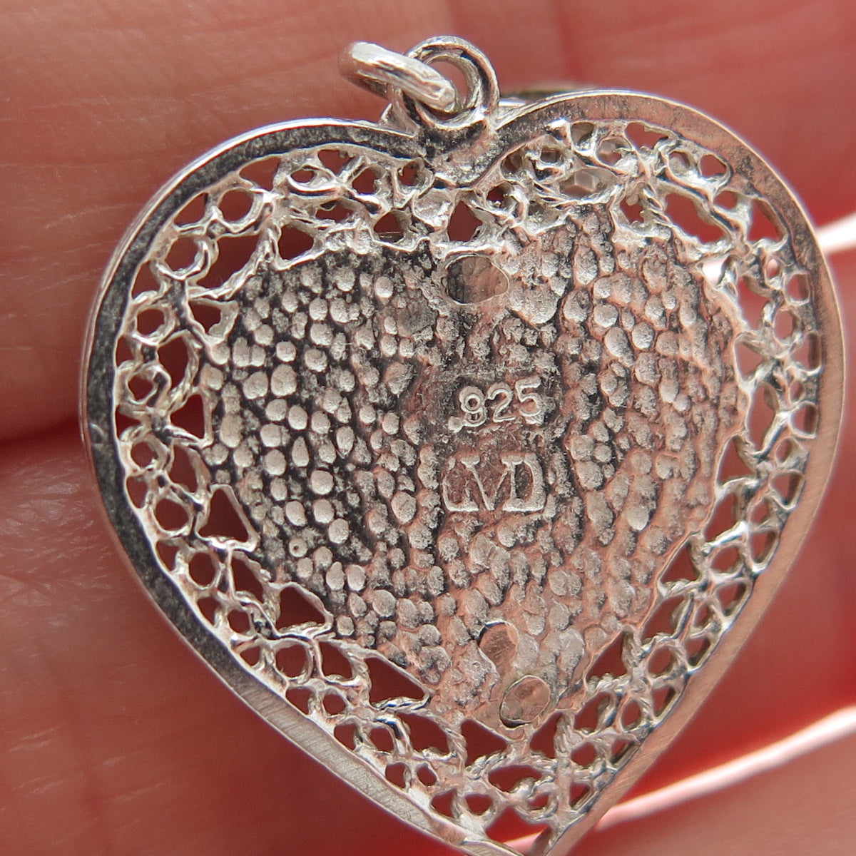 MORNING SUN 925 Sterling Silver Vintage Ornate Heart Charm Pendant