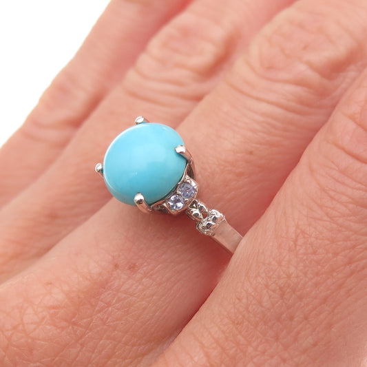 Chuck Clemency 925 Sterling Silver Real Turquoise & Tanzanite Ring Size 8