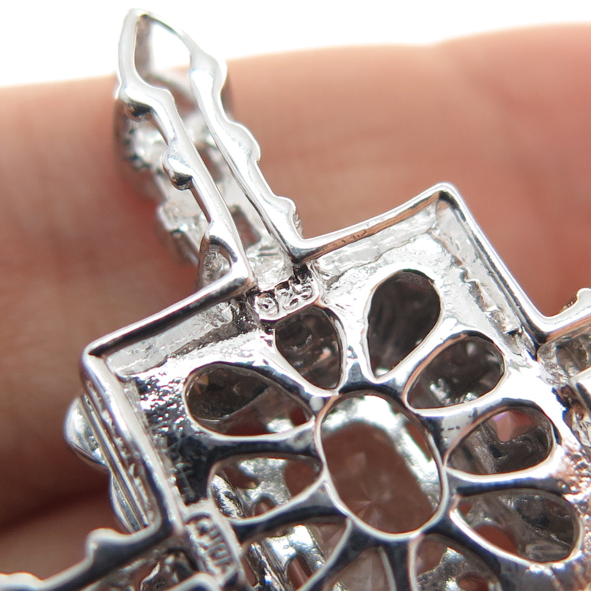 925 Sterling Silver Multi-Cut C Z Sparkle Cross Slide Charm Pendant