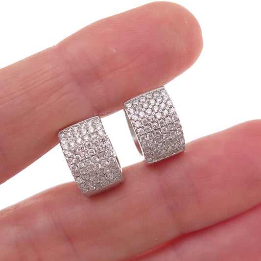 925 Sterling Silver Round-Cut C Z Hoop Earrings