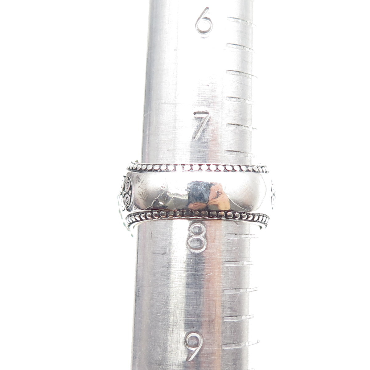 AF DESIGN 925 Sterling Silver Vintage Real Black Onyx Swirl Oxidized Ring Size 8