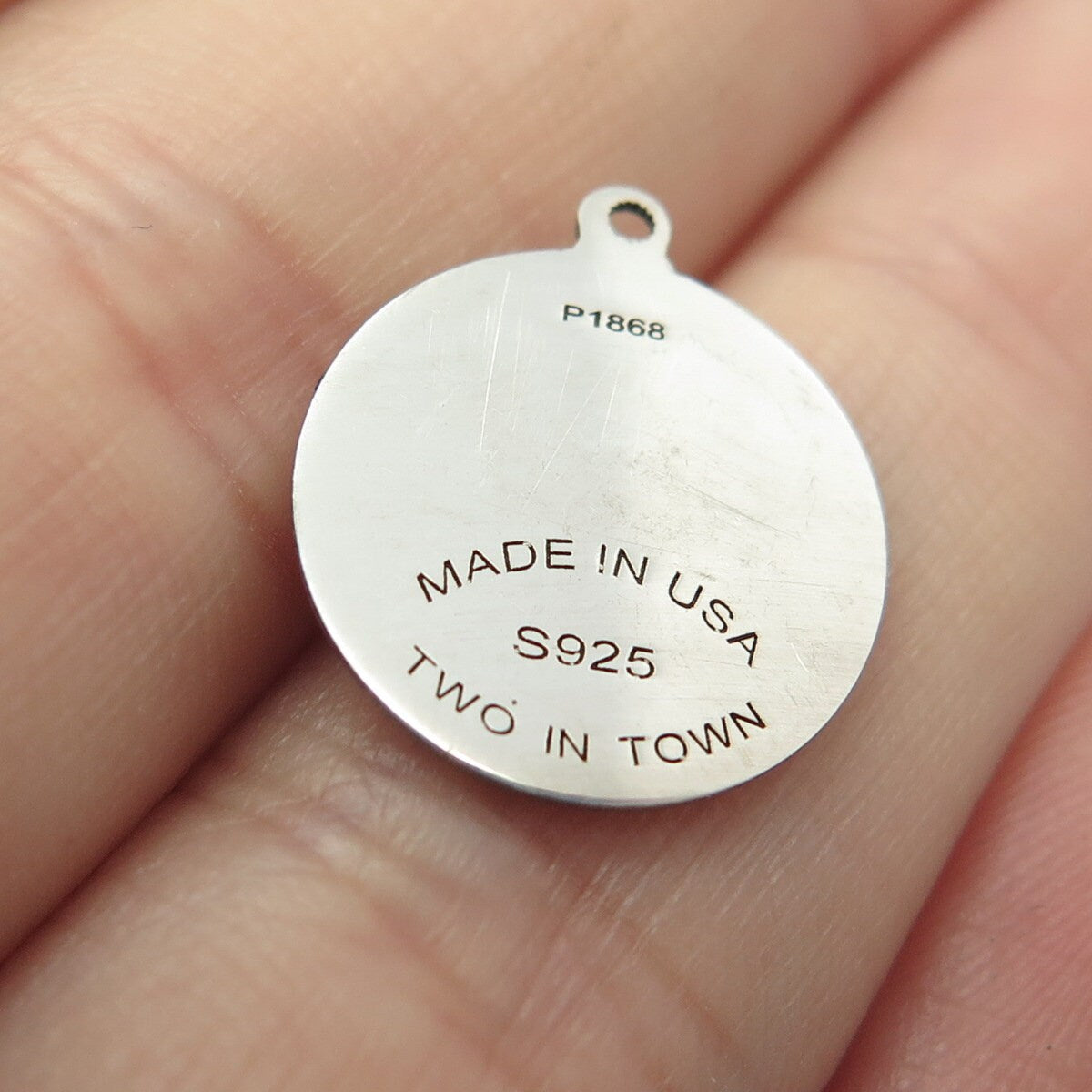 925 Sterling Silver USA Two In Town Weasel Charm Pendant