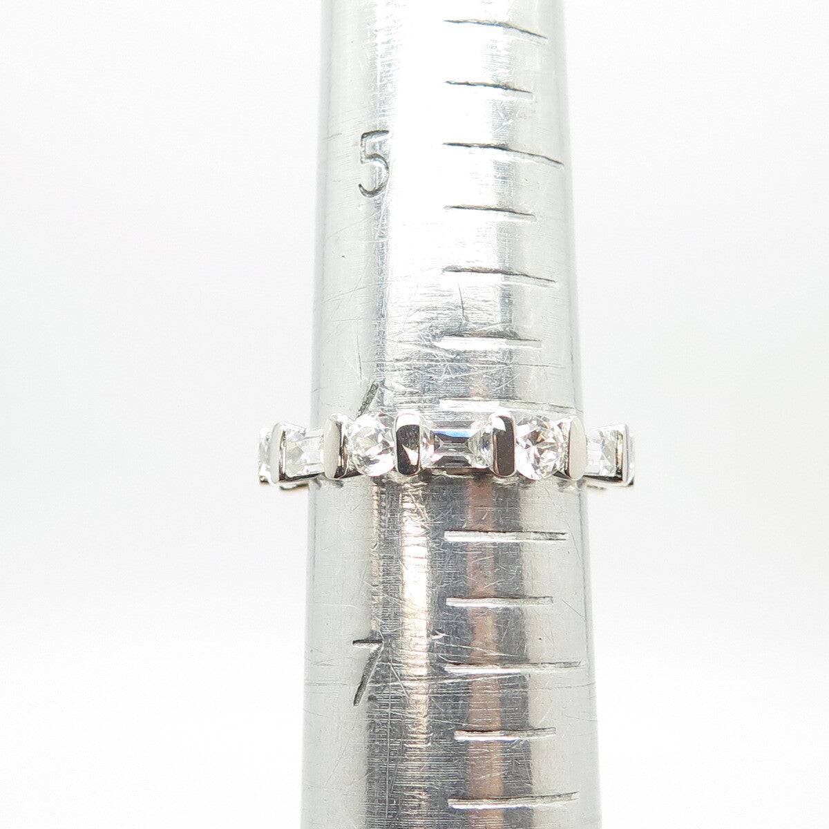 925 Sterling Silver NF Chapal-Zenray C Z All Around Eternity Band Ring Size 6.25
