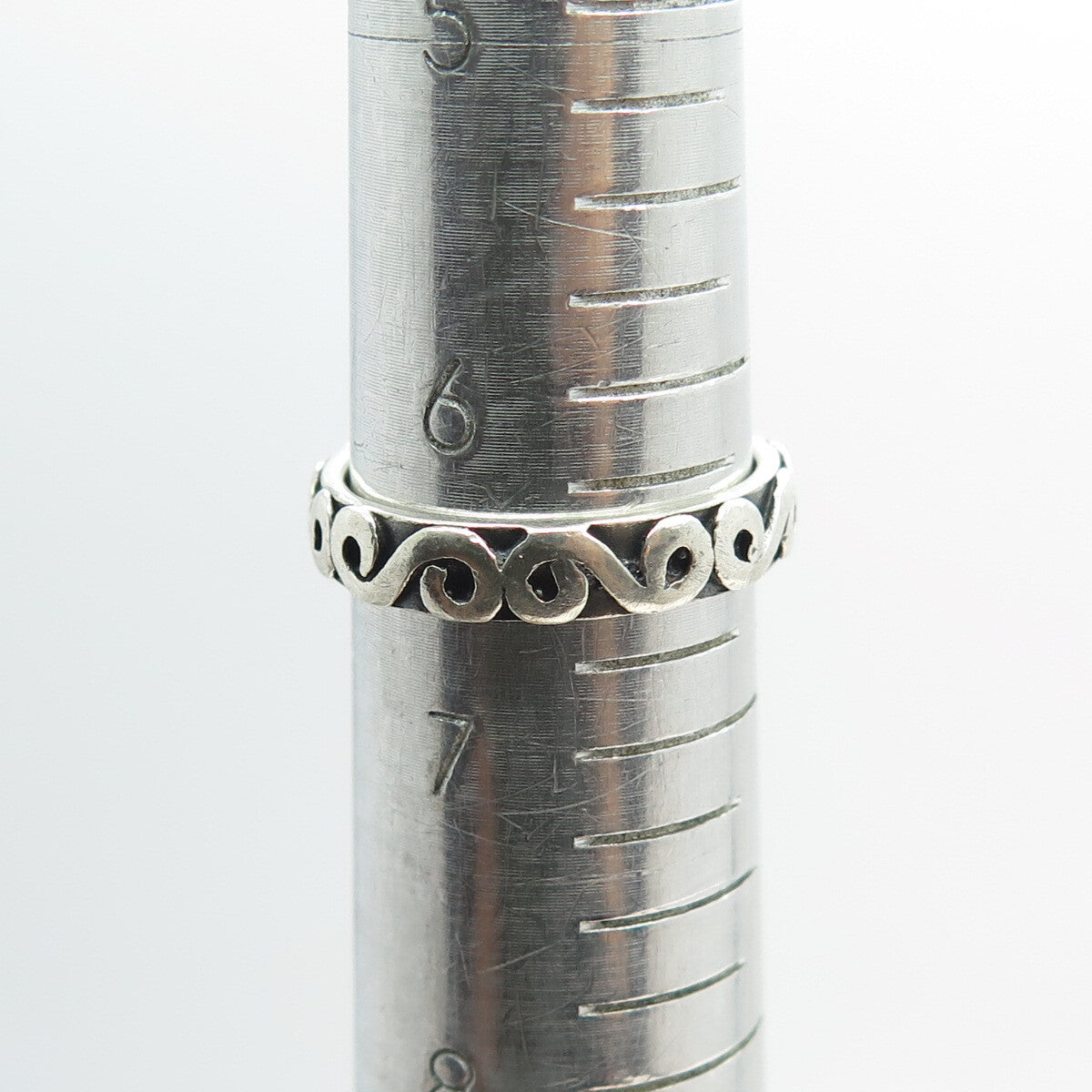 925 Sterling Silver Vintage Spiral All Around Band Ring Size 6.5